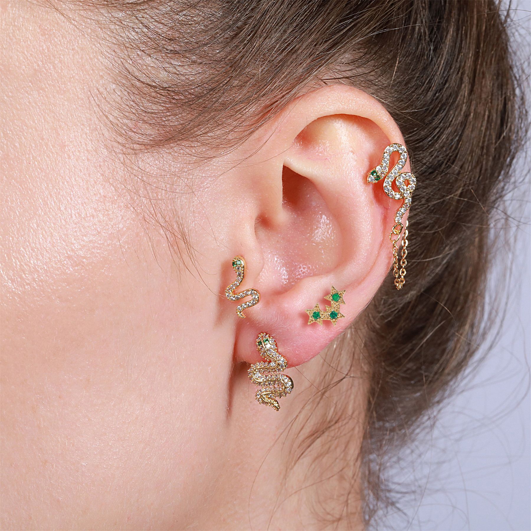 Classic Retro Snake-shaped Ear Bone Studs Screw Piercing Earrings display picture 13