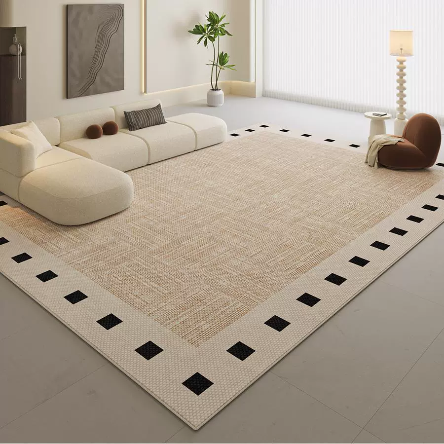 奶油风地毯客厅沙发茶几防滑地垫轻奢高级免洗可擦卧室家用床边毯