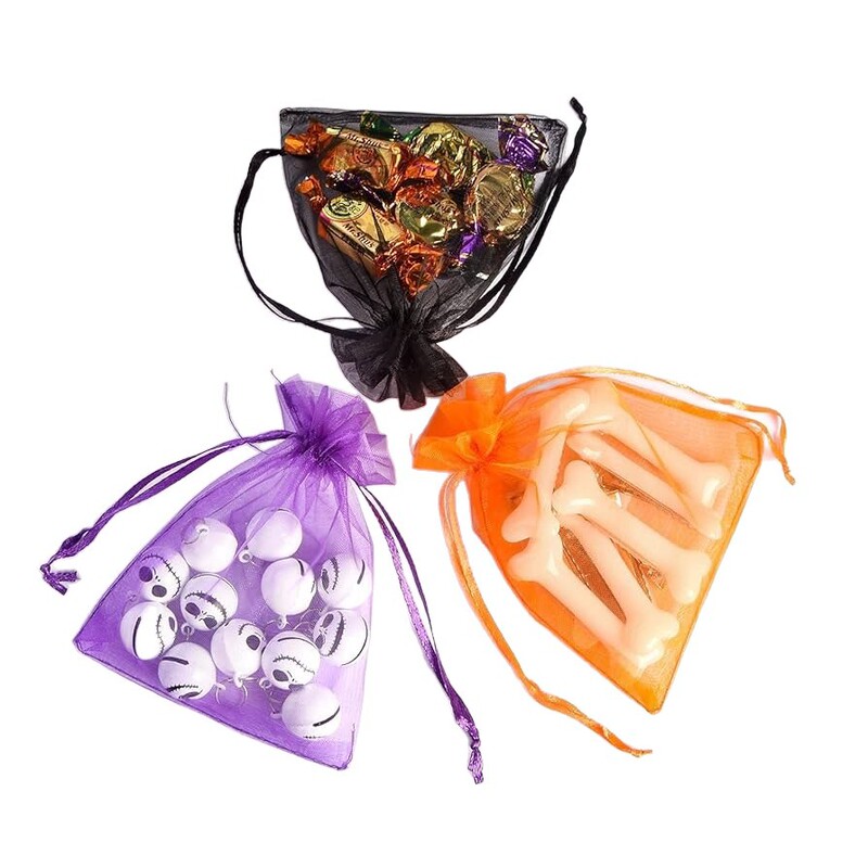 ハロウィンキャンディメッシュバッグオレンジカボチャチョコレート包装透明バッグハロウィンパーティーギフトバッグ|undefined