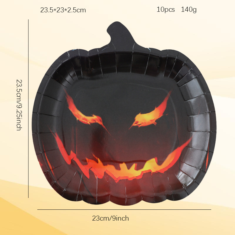 新しいクロスボーダーハロウィンパーティー紙皿ハロウィン装飾テーマゴースト使い捨て紙皿カボチャディナープレート|undefined