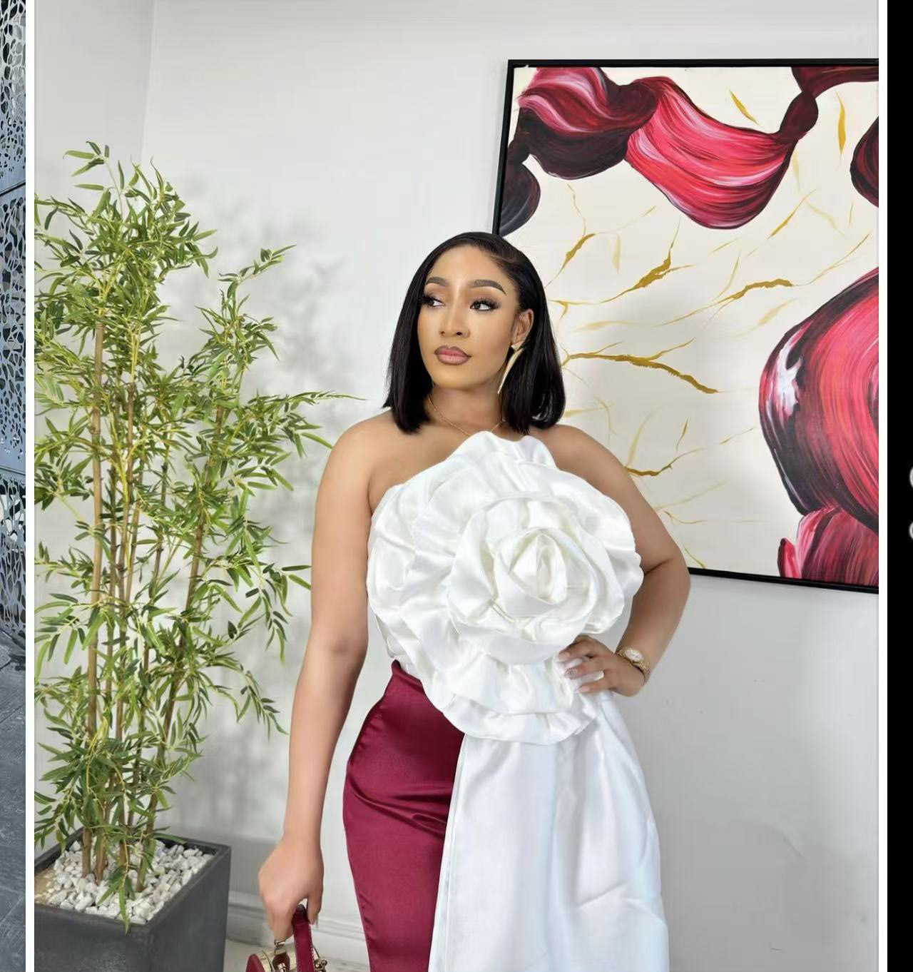 Image of BKQU Chic Large 3D Flower Women's Vest Strapless Zipper Backless Crop Top 2025 Summer Asymmetrical Ribbon Sexy Elegant Party Top