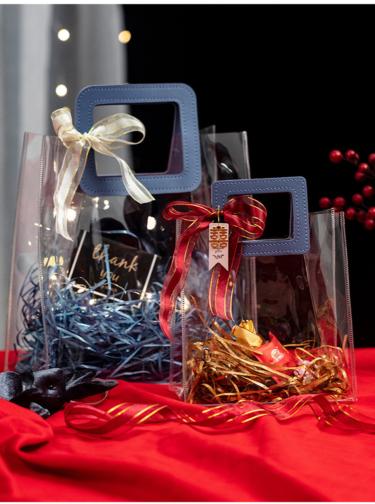 In-stock transparent PVC gift handbags, ins laser gifts, souvenirs, wedding candies, packaging bags with LOGO design pic 13