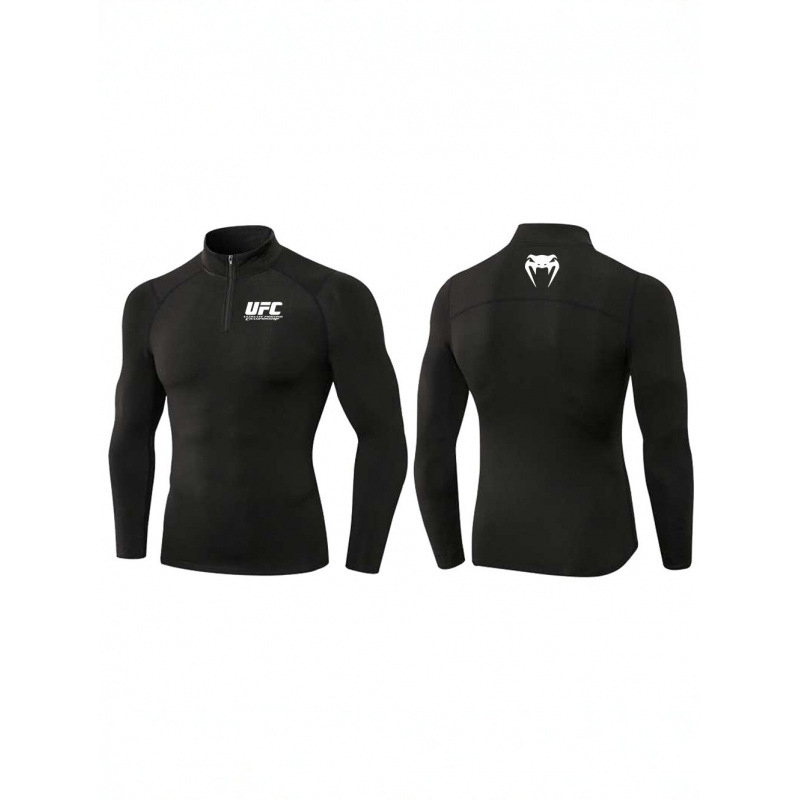 Ufc Venum Men's Stand-Up Collar Zipper Polo Long-Sleeved Fitness Breathable Stretch Business Personal Trainer Uniform