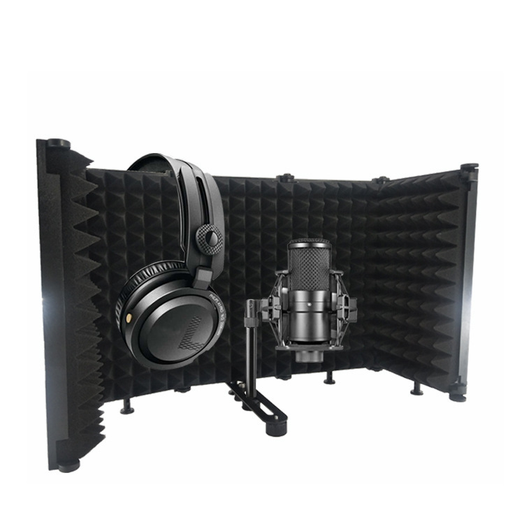 Carcasa de metal de plástico portátil de cinco puertas a prueba de sonido Grabación de pantalla anti-spray reducción de ruido neta micrófono de absorción de sonido cubierta a prueba de viento