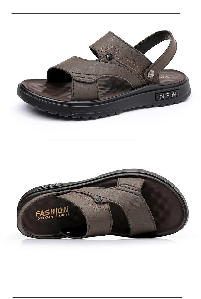 Dép sandal nam quai ngang hở ngón, đế mềm chống trượt, dùng đi ngoài trời và lái xe — 2289 kaki (kích thước giày thể thao), 2289 Đen (Kích thước giày thể thao) chi tiết 19