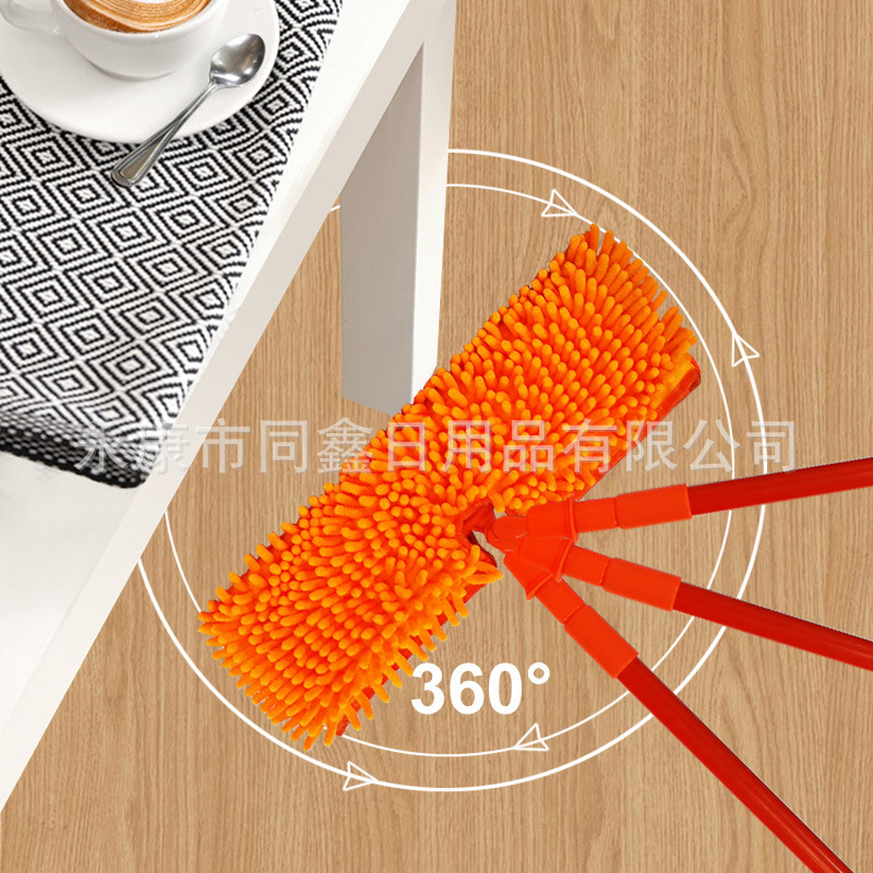 Hollow double-sided velcro chenille coral fleece retractable 360-degree rotating iron flat plate mop