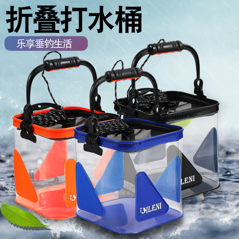 Wholesale transparent water bucket folding live fish bucket eva fish…