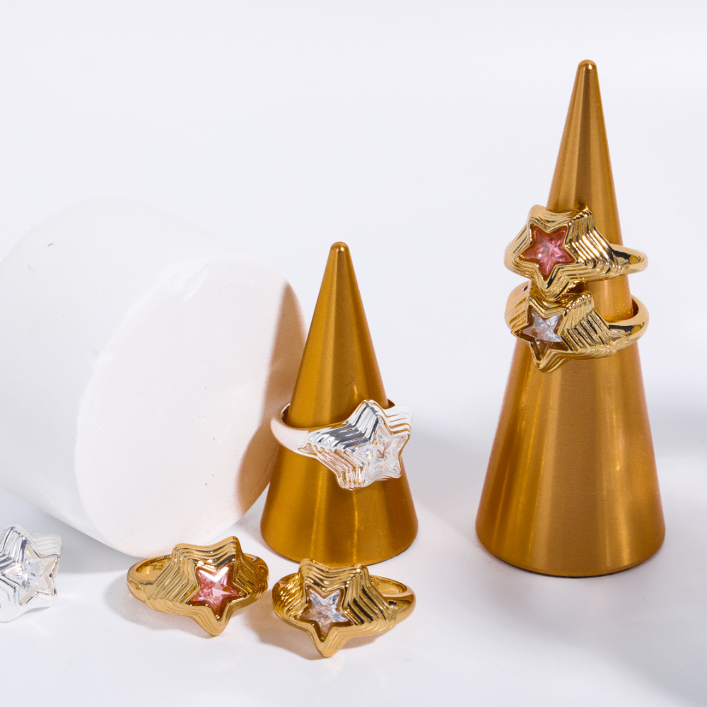 Fashion Star Copper Plating Inlay Zircon Rings 1 Piece