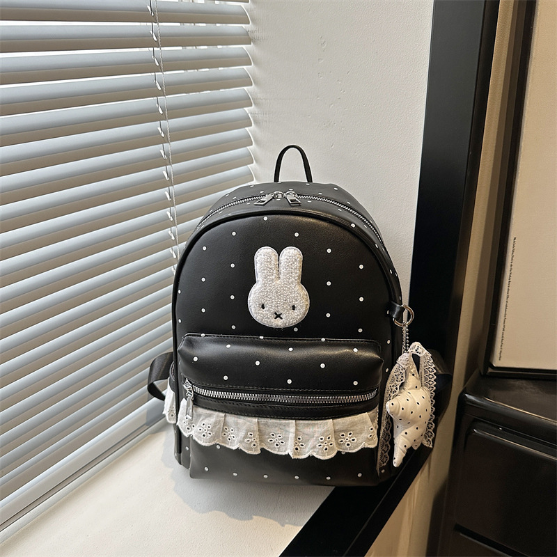 Nuevo variante lindo cordón ondulado dulce punto ondulado de color sólido pequeño conejo de viaje de estilo coreano mochila de viaje para mujeres