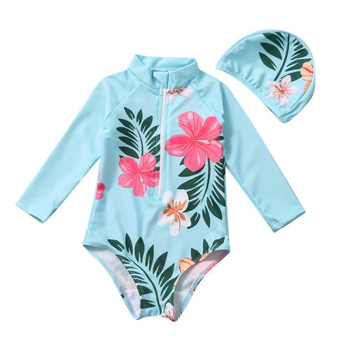 Children's swimsuits, girls, one-piece, small, medium and large children, baby girls, cute and stylish sun protection beach swimsuit set