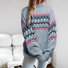 跨境外贸2025亚马逊欧美秋冬新品针织衫半高领雪花毛衣女上衣实拍