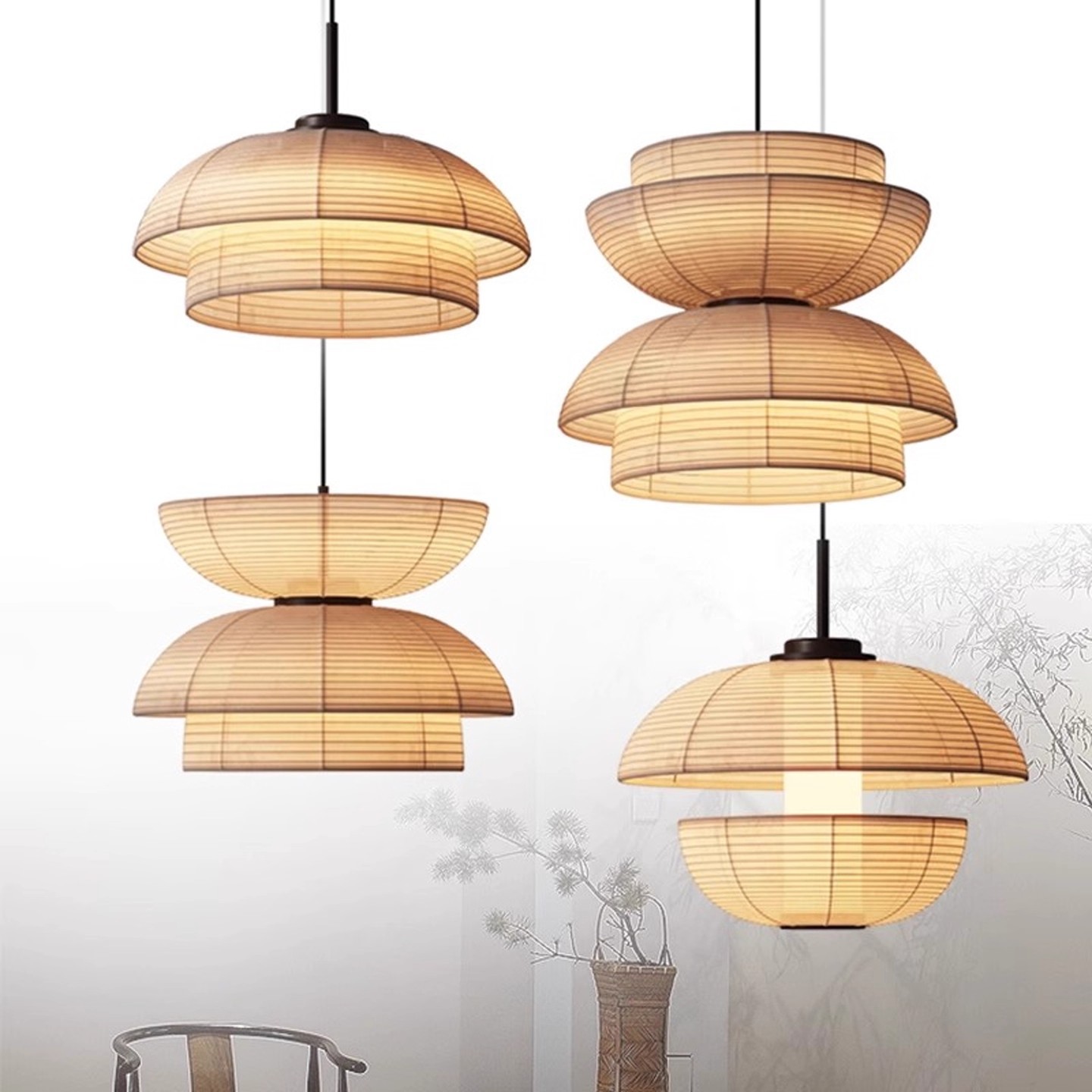 Habitación de estilo japonés, restaurante de estilo tranquilo, habitación creativa, alojamiento residencial, caja de té Zen, tela, lámpara de sala de estar, candelabro