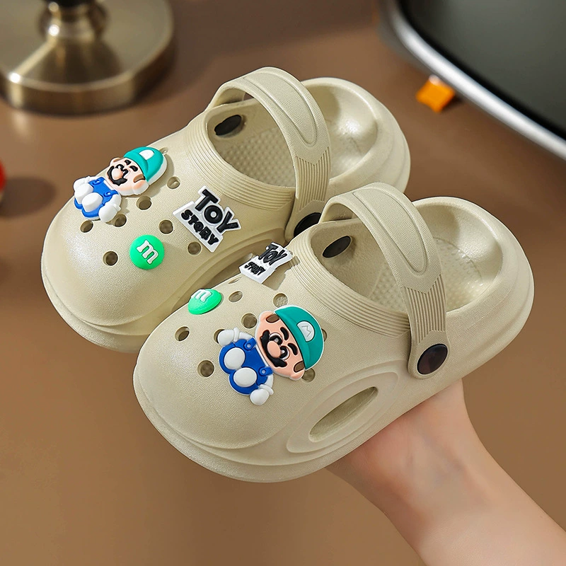 Детская обувь Croc для мужчин и женщин, детская обувь среднего и большого размера для дома и на улице. Мягкая нескользящая обувь с носком. Детские тапочки.