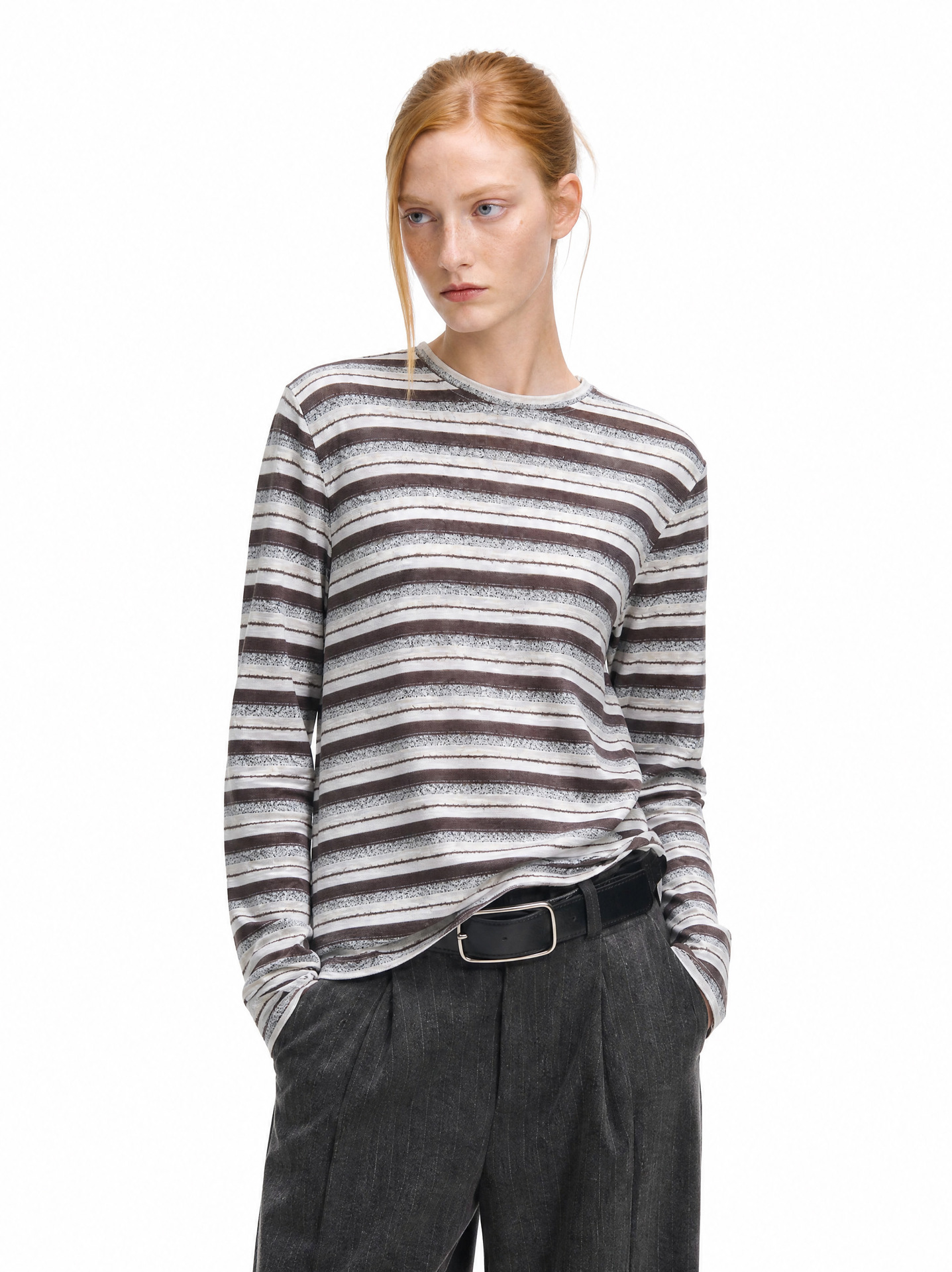 MADEEXTREME 180g Striped Drop-Shoulder Long-Sleeve Tee