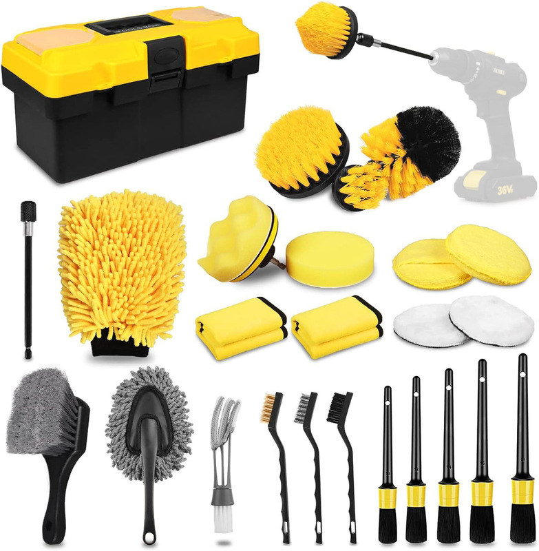 アマゾン热い贩売电気ドリルブラシ20ピースセットDrillBrush车のクリーニング洗车ツールpp黄色|undefined