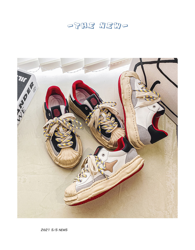 Neues Nischendesign: Sanyuan Kangyu Shell Head Dissolved Koreanische Sport- und Freizeit-Schnürschuhe mit dicker Sohle für Herren_voghion.com