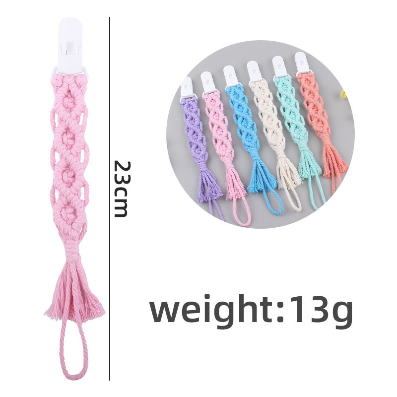 Suministros de bebé nuevo clip de pezón de plástico pezón cuerda creativa bebé DIY hecho a mano tejido de algodón cuerda pezón cadena