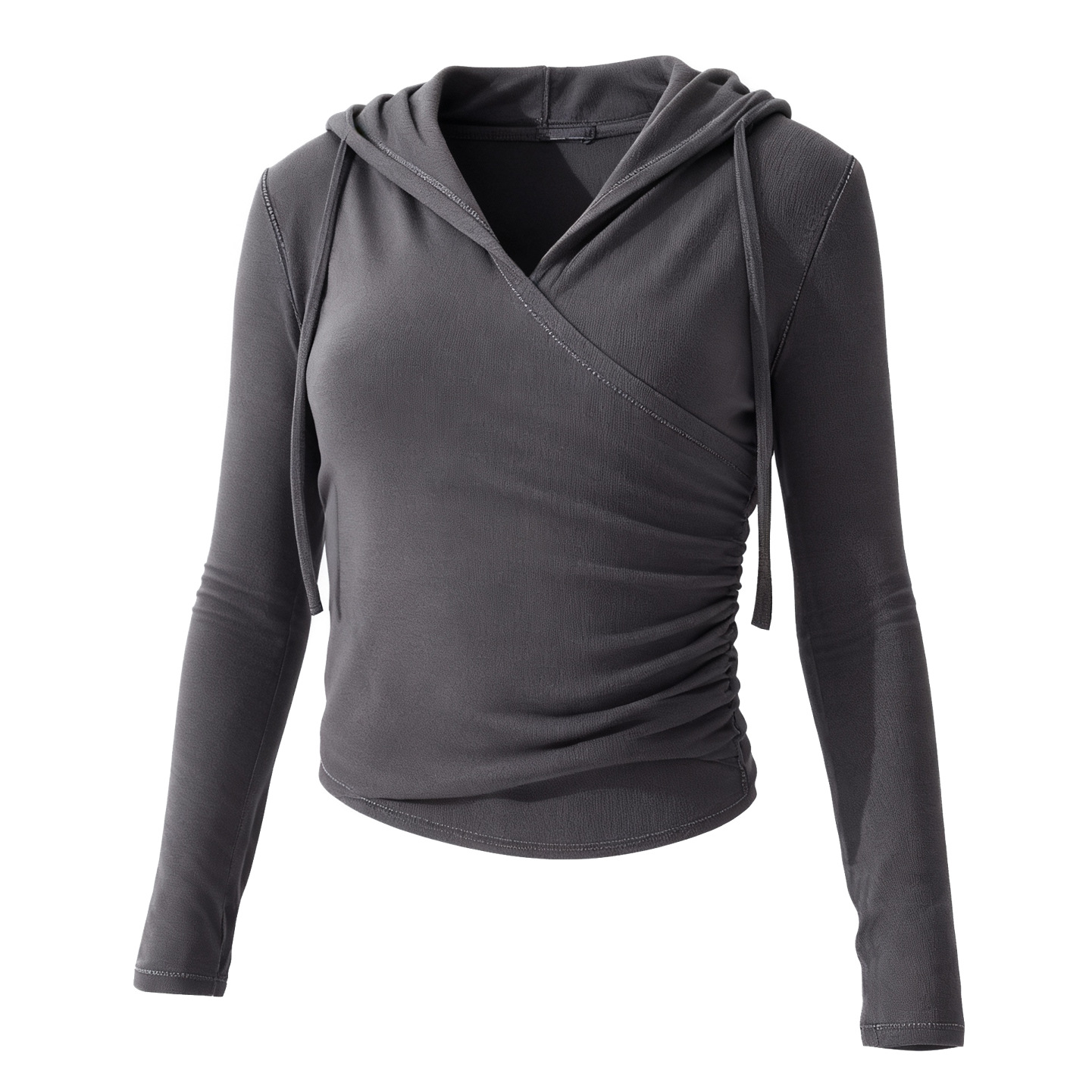 Europa y Estados Unidos trajes de yoga encapuchados transfronterizos mangas largas cintura reducida camiseta deportiva de correr delgada camiseta transpirable pilates camiseta de fitness