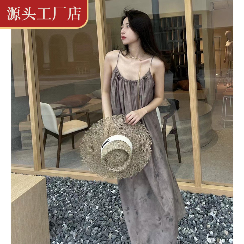 Lyocell Fashionable Casual Versatile Slip Dress, Age-Reducing and Slimming Loose A-Line Dress with Print, Perfect for Seaside Vacation
