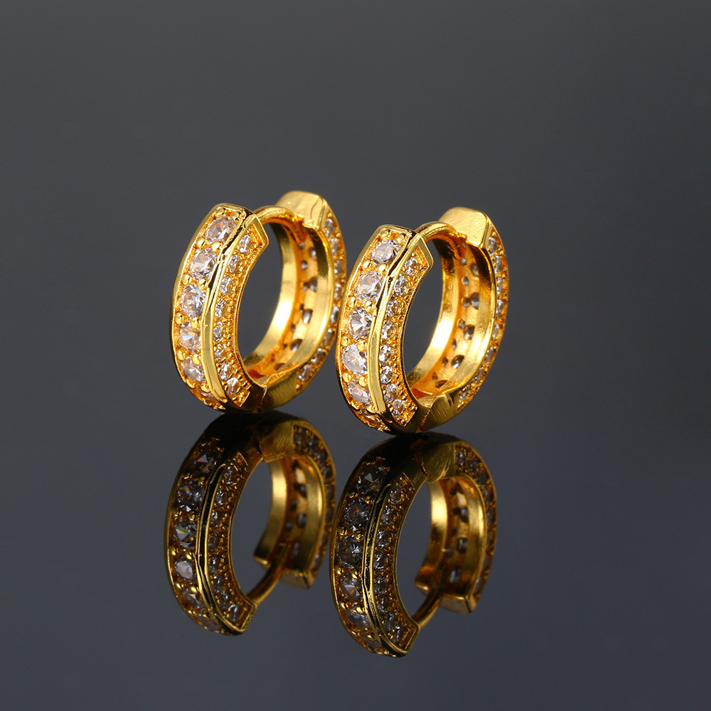 Party, Street Occasion Copper Material 1 Pair Hip-hop Retro Geometric Circle Plating Inlay Copper Zircon Ear Clip