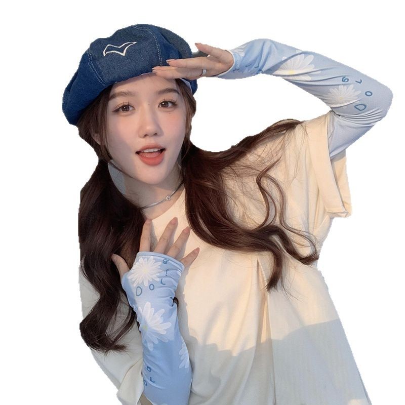 Margarita sol protección ovisleeve verano de las mujeres al aire libre de conducción protección UV protección del brazo delgada transpirable seda de hielo ovisleeve