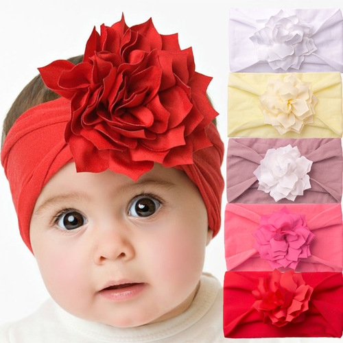 New European and American Flower Soft Baby Headband, Cute and Comfortable Solid Color Infant Skullcap Bandana, Children's Accessory