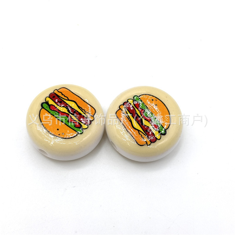 スルーホールマクドナルドプリントスクエアラウンドケーキオーバルビーズペンアクセサリー携帯電話チェーンバッグぶら下げ diy 手作りジュエリー|undefined