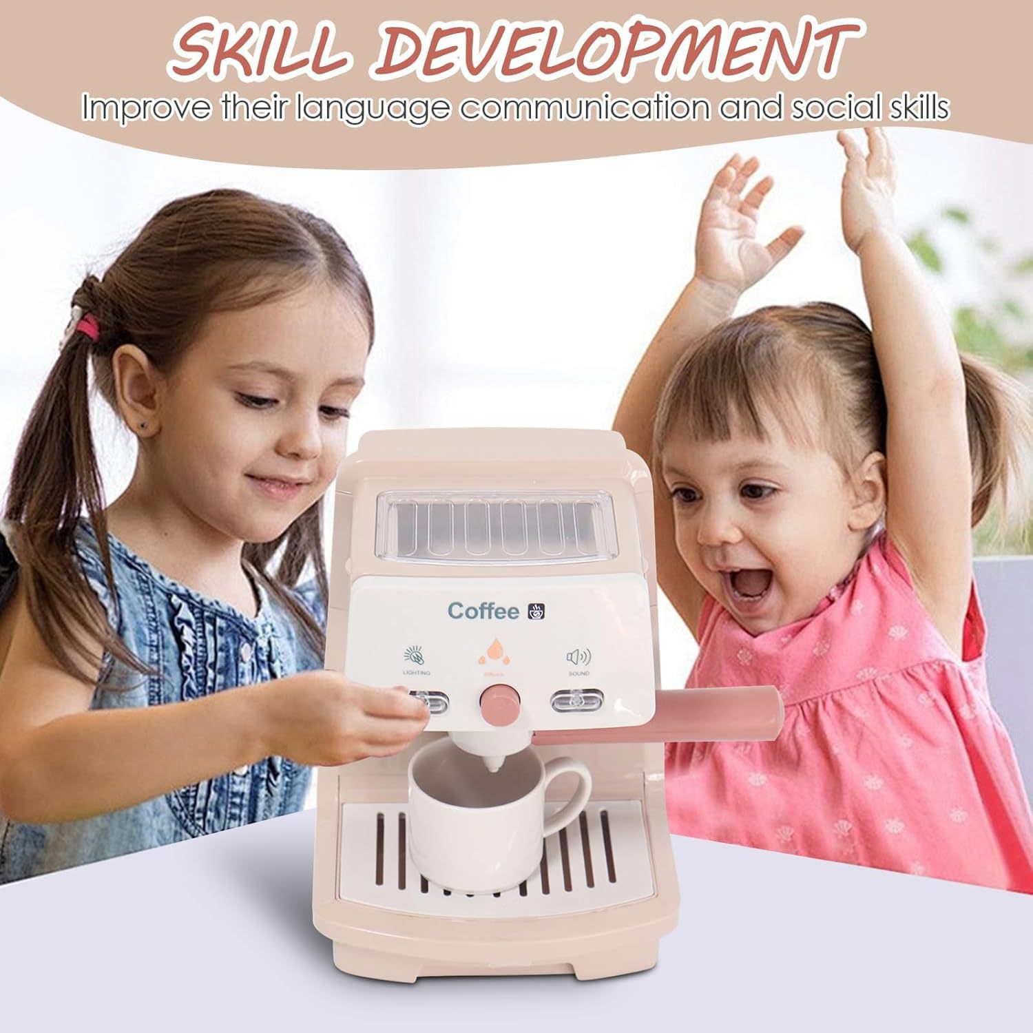 Amazon cafetera infantil puede presionar juguetes de ensamblaje en casa cocina simulación máquina de burbujas de leche juguetes inteligentes