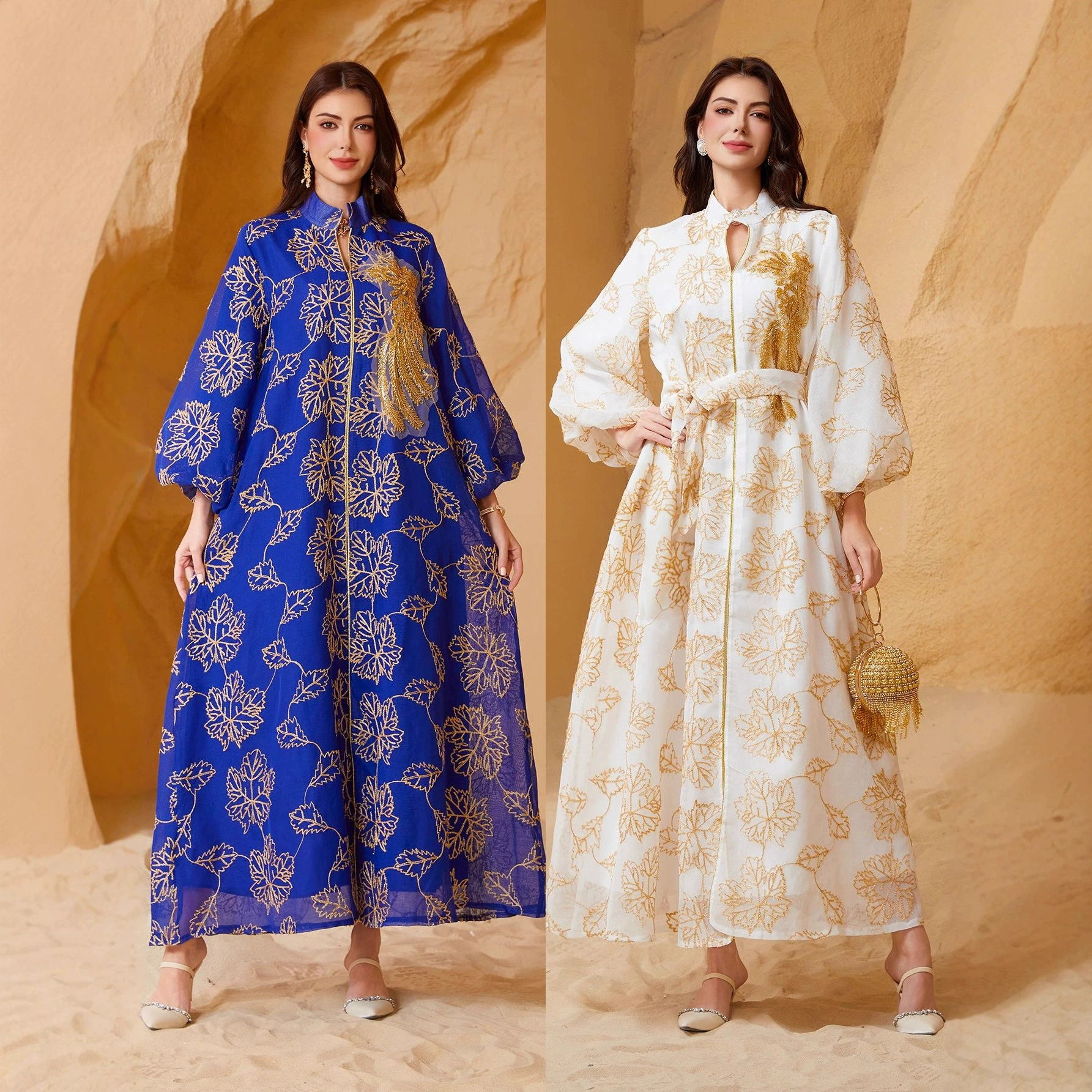 Ближневосточное мусульманское платье, бестселлер Amazon, вечернее платье с одной цветочной аппликацией, платье с пышными рукавами, абайя