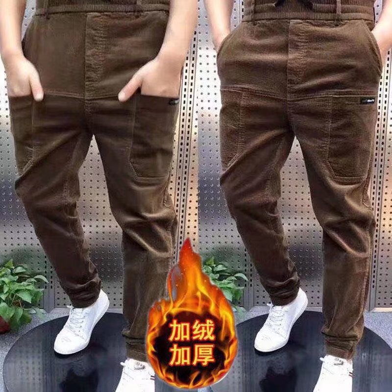 2021 Velvet Casual Pants Autumn and Winter Men's Cheney Velvet Textured Elastomer Pants All-match Napped Pants