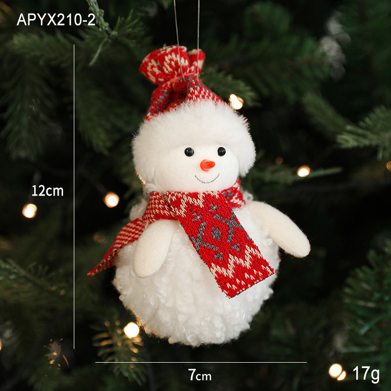 国境を越えて人気のあるぬいぐるみクリスマスストラップ紅白雪だるまクリスマスツリーのペンダントテーブルの飾りクリスマスツリーのペンダント|undefined