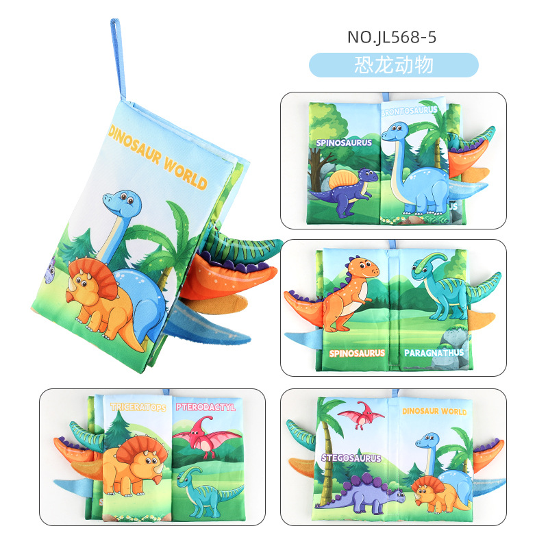 Bebé Infantil Educación Temprana animal cola libro de tela animal marino libro de Palma dinosaurio bosque animal libro de tela juguete