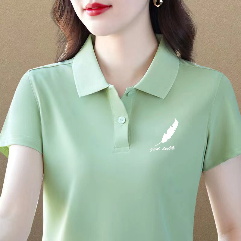 棉有领上衣女装短袖夏季新款广场舞蹈休闲宽松遮肉运动恤衫潮|undefined