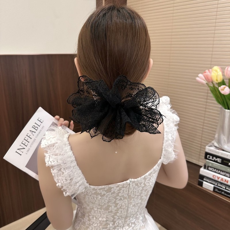 レースガール～二層スカート、レースヘアゴム、高級気質ヘアアクセサリー、ローポニーテールカチューシャ、スイートインテースループ|undefined