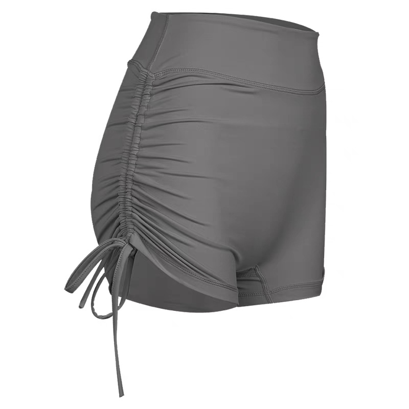 Shorts de yoga de verano hasta la rodilla, shorts de running ajustados con cordón y efecto segunda piel para mujer, shorts deportivos de fitness de cintura alta que realzan los glúteos y cubren las caderas.