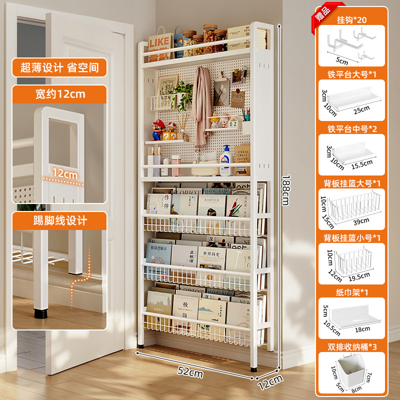 Estante de agujero detrás de la puerta Estante de agujero de placa Estante de piso Estante de pared estrecha Estante de almacenamiento de artefactos del dormitorio