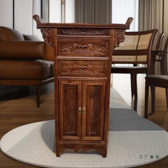 Chinese-Style Old Elm Small Offering Table, Household Guanyin Table, Buddha Table, Guan Gong and God of Wealth Offering Table, Incense Table, Altar