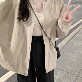 外套女春秋款2025年新款百搭小个子灯芯绒拼接美式复古棒球服夹克
