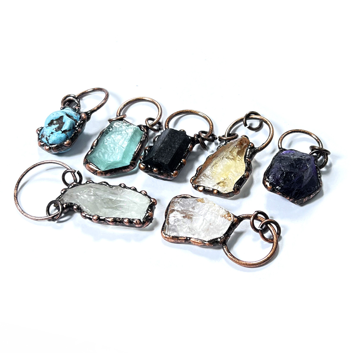 Collier En Pierres Naturelles Brut Style Rétro Bronze_voghion.com