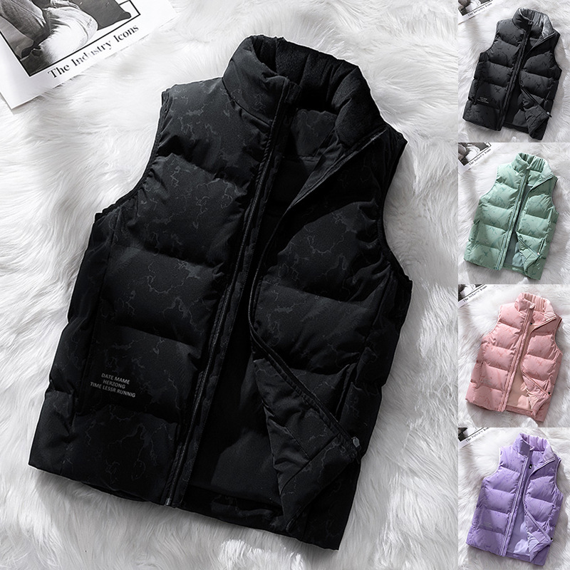 Abajo Chaleco de los hombres de otoño e invierno ligero cálido Chaleco de los hombres y la pareja de las mujeres chaleco suelto cuello alto sin mangas abrigo de los hombres