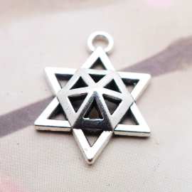 LY1173  18*20mm合金古银镂空星星吊挂件饰品配件200个/包1.2克