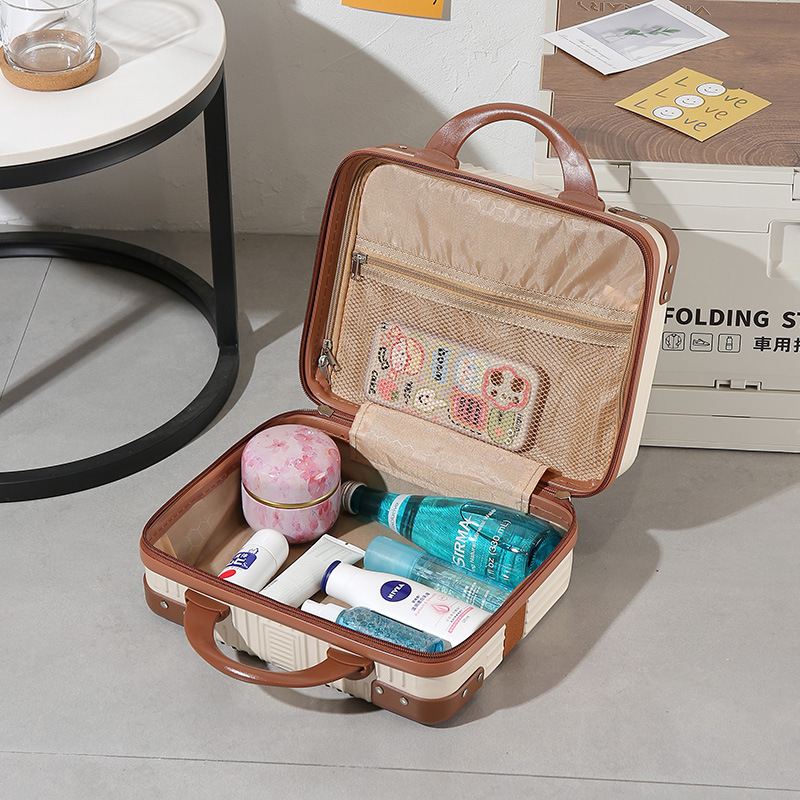 Portátil de equipaje de las mujeres pequeño ligero de 16 pulgadas mini lindo de 14 pulgadas caja de maquillaje contraseña bolsa de almacenamiento de viaje
