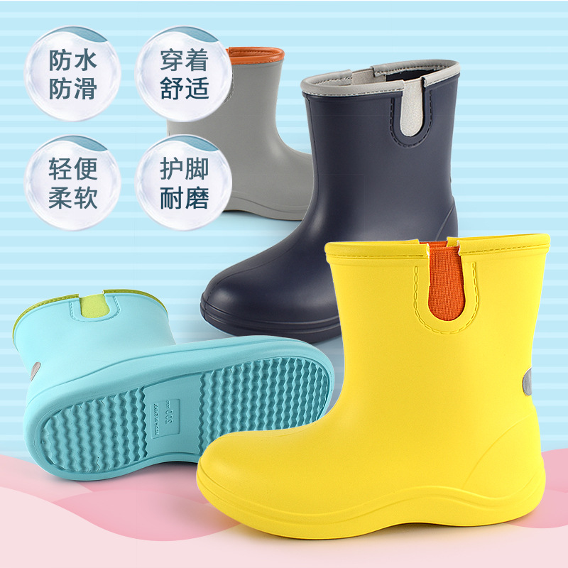 Eva Kidsren's Rain Boots Cartoon Cute Girls Baby Non-Slip Rain Boots Girls School Water Shoes Waterproof Boys Kidsren