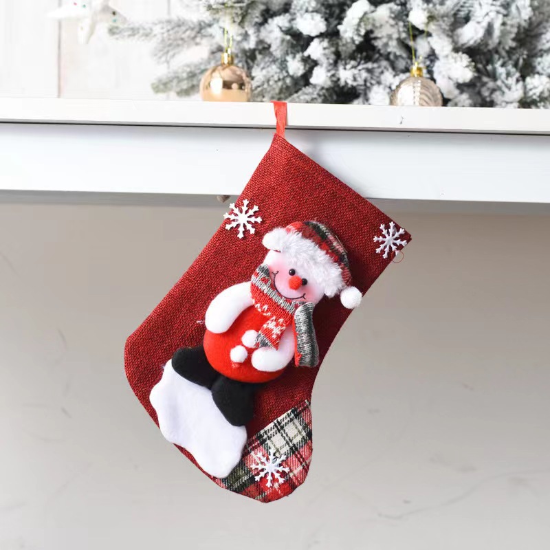 Grandes calcetines de muñeca de Navidad a cuadros decoración de Navidad niños bolsa de regalo dulces calcetines bolsa de regalo