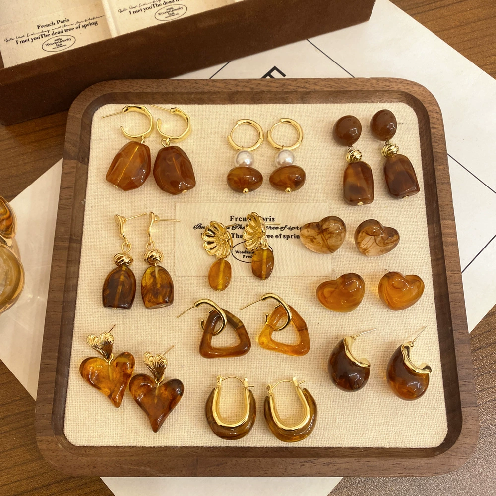 ins~Серьги-ниши из натурального камня в корейском стиле, модная рабочая одежда цвета Майяра, простые серьги