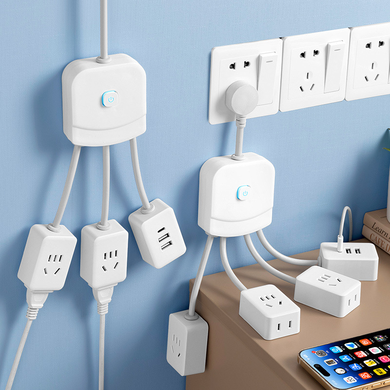 Multifunctional USB socket with cable one-hole separate switch…