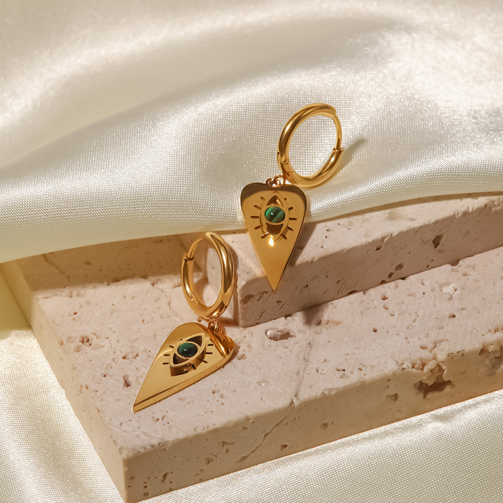 Fashion Eye Stainless Steel Drop Earrings Plating Inlay Natural Stone Stainless Steel Earrings 1 Pai