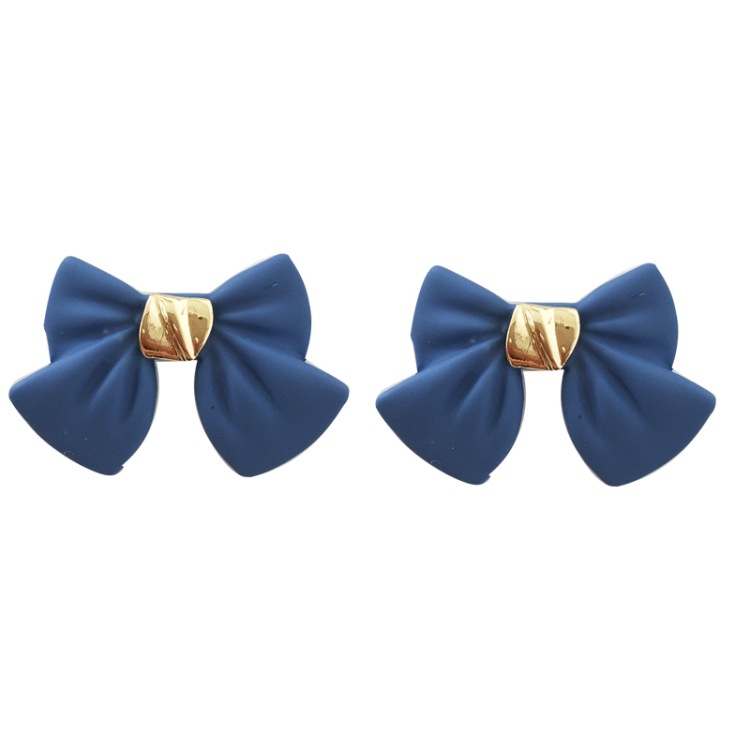 Simple Blue Bow Alloy Earrings Wholesale display picture 2