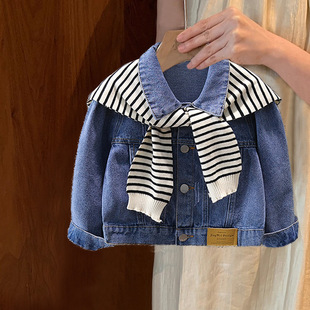 Girls' Denim Jacket Spring and Autumn 2025 Children's Stylish Winged Clothing Toddler Fashionable Baby Girl Angel Jacket