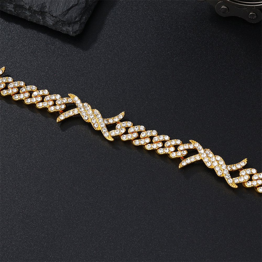 48g Weight Zircon Inlay Material Necklace Classification Alloy Chain Material 1 Piece Quantity Holiday Occasion Alloy Material Solid Color Pattern All Seasons Season Unisex Gender Inlay Design Hip-Hop Style Hip-Hop Solid Color Alloy Inlay Zircon Unisex Necklace Men Chain Necklaces 7